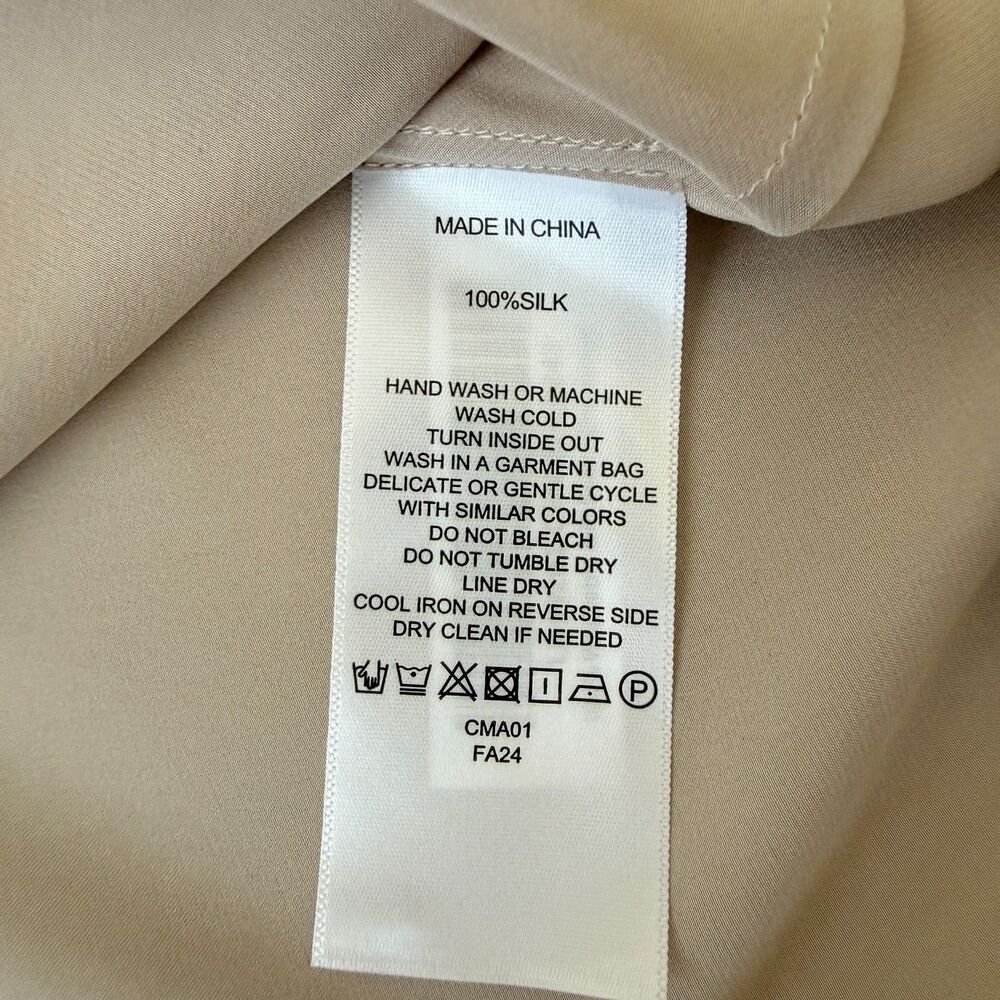NWT Quince 100% Silk Midi Slip Skirt in Champagne Beige - Size Small - Picture 5 of 7